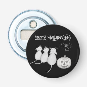 Three Cats, Pumpkin, and Spider Halloween Bottle Opener