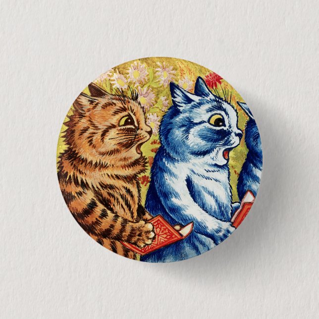 Three cats singing by Louis Wain  1 Inch Round Button (Front)