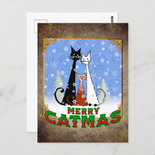 three cats wishing you 'Merry Catmas' Postcard