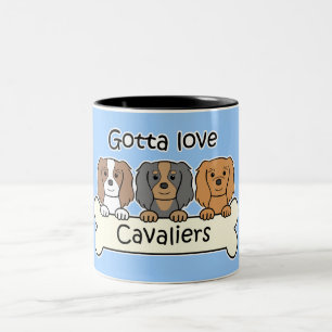 Three Cavalier King Charles Spaniels Two-Tone Coffee Mug