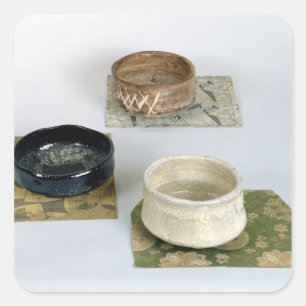 Three chawans used for tea ceremonies, c.1800 square sticker
