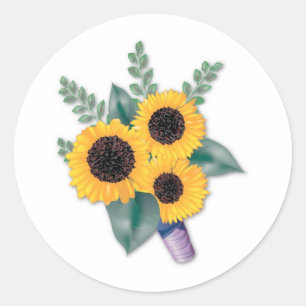 Three Cheerful Sunflowers Classic Round Sticker