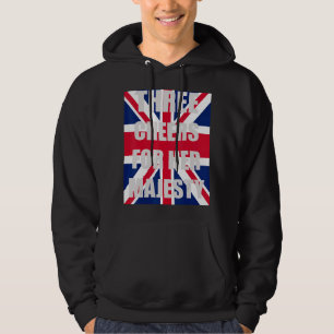 Three Cheers For Her Majesty Union Jack Background Hoodie