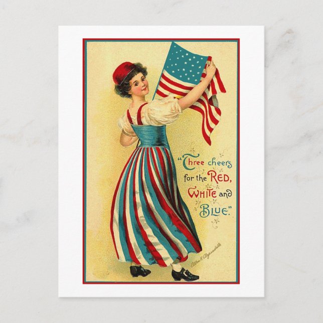 Three Cheers for the Red, White and Blue Postcard (Front)