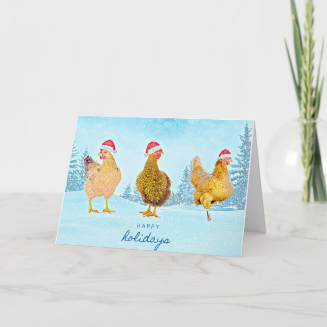 Three Chickens Christmas Card (Front)