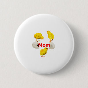 Three chicks and cracked egg 2 inch round button