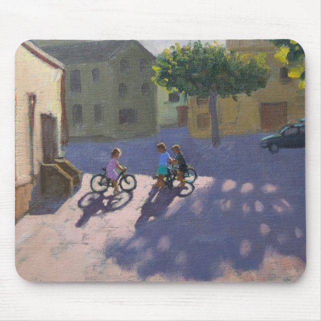 Three children with bicycles Spain Mouse Pad (Front)