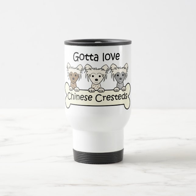 Three Chinese Cresteds Travel Mug (Center)