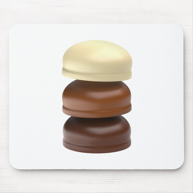 Three chocolate coated marshmallows mouse pad (Front)