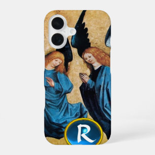 THREE CHRISTMAS ANGELS IN BLUE GEM MONOGRAM  iPhone 16 CASE