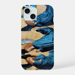 THREE CHRISTMAS ANGELS IN BLUE PARCHMENT iPhone 15 CASE