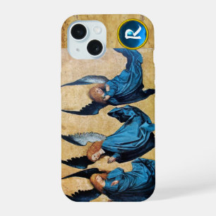 THREE CHRISTMAS ANGELS IN BLUE PARCHMENT MONOGRAM iPhone 15 CASE