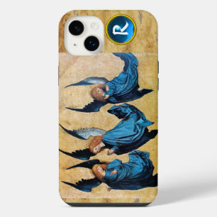 THREE CHRISTMAS ANGELS IN BLUE PARCHMENT MONOGRAM iPhone 14 PLUS CASE