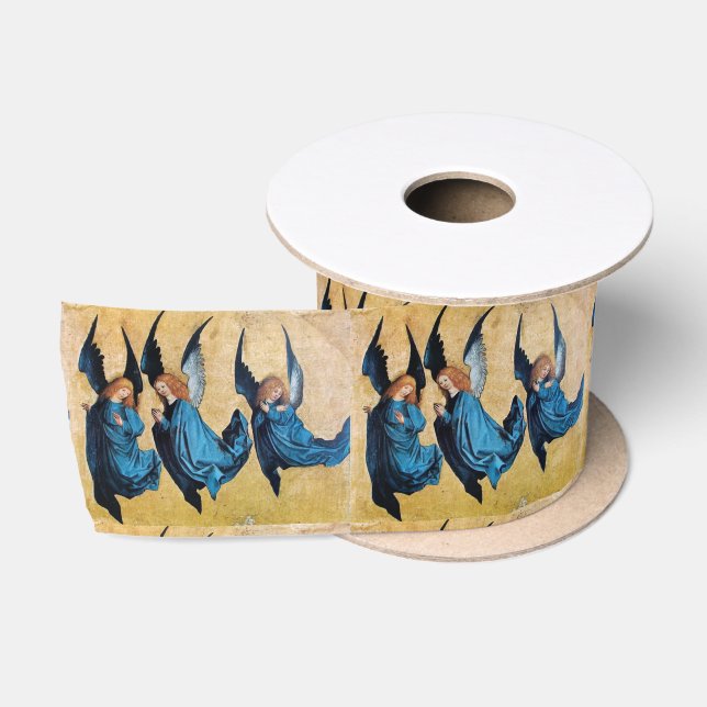 THREE CHRISTMAS ANGELS IN BLUE SATIN RIBBON (Spool)