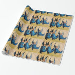 THREE CHRISTMAS ANGELS IN BLUE WRAPPING PAPER<br><div class="desc">Elegant, artistic and classic design re-elaborated from a Renaissance painting.</div>