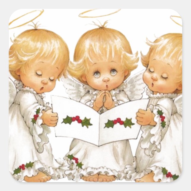 Three Christmas Angels Square Sticker (Front)