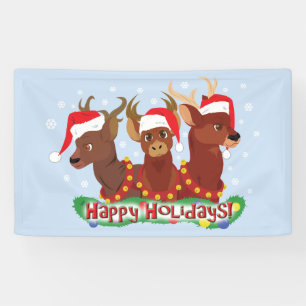Three Christmas Deer Banner