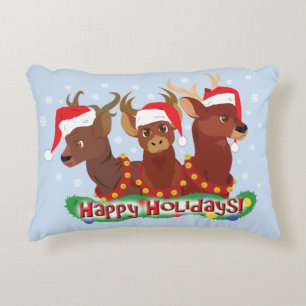 Three Christmas Deer Decorative Pillow