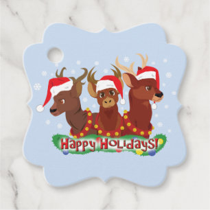 Three Christmas Deer Favour Tags