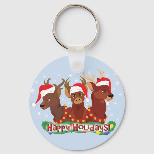 Three Christmas Deer Keychain (Front)