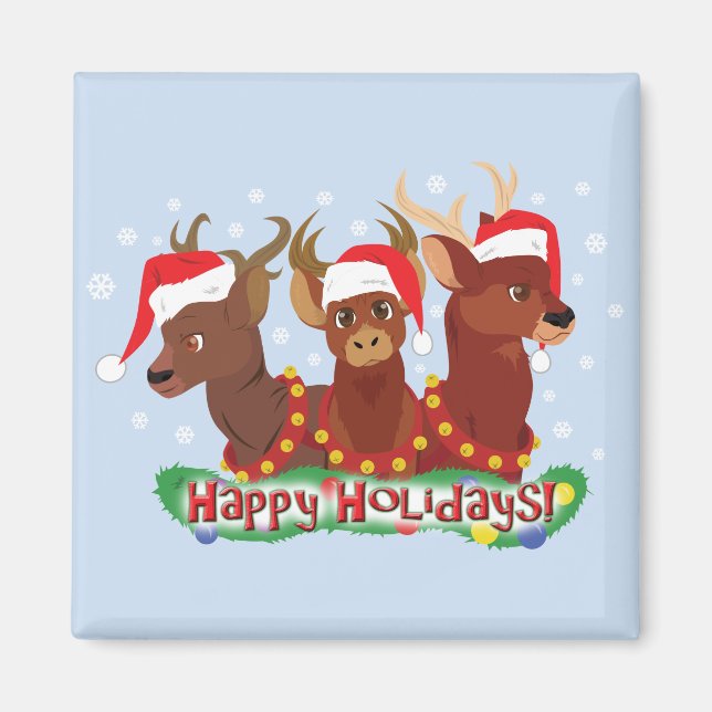 Three Christmas Deer Magnet (Front)