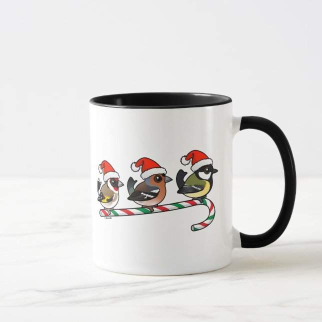 Three Christmas Finches (EU) Mug (Right)