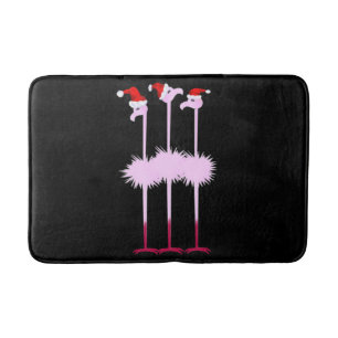 Three Christmas Flamingo Bath Mat
