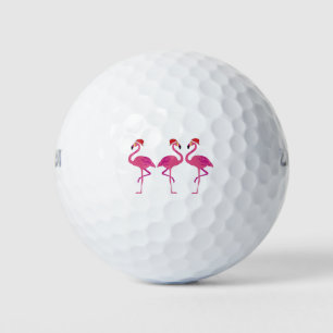 Three Christmas Flamingos Golf Balls