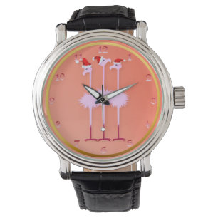 Three Christmas Flamingos Watch
