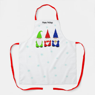 Three Christmas Gnomes on White Apron