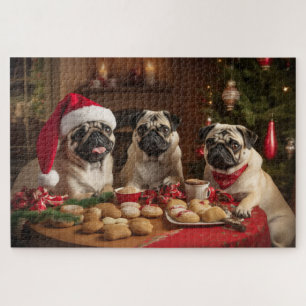 Three Christmas Pugs  Jigsaw Puzzle