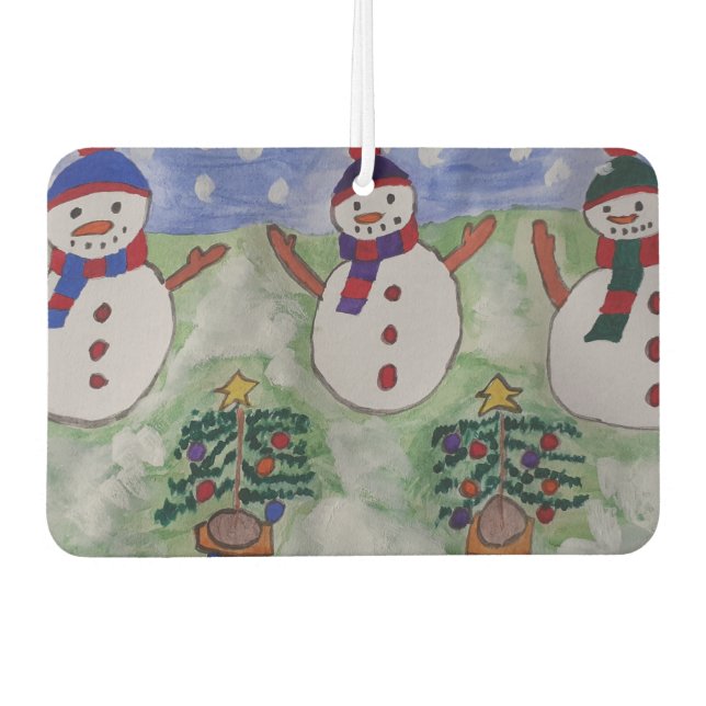 Three Christmas Snowmen Air Freshener (Front)