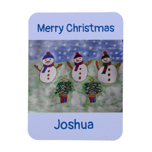 Three Christmas Snowmen Flexible Magnet