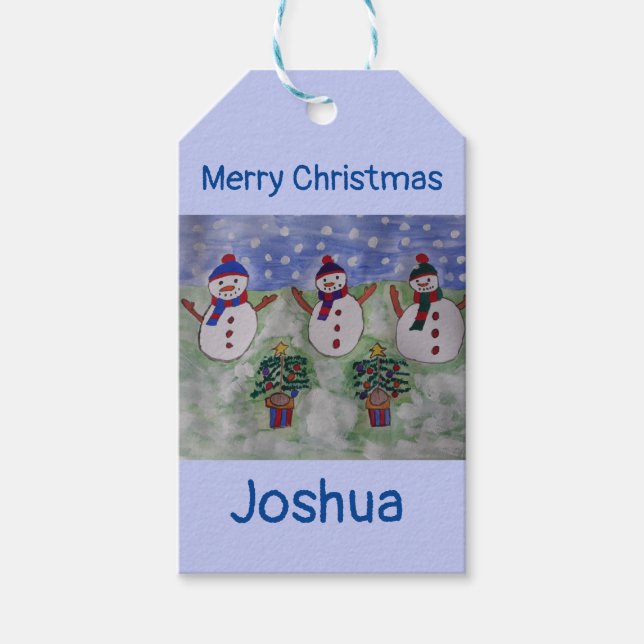 Three Christmas Snowmen  Gift Tags (Front)