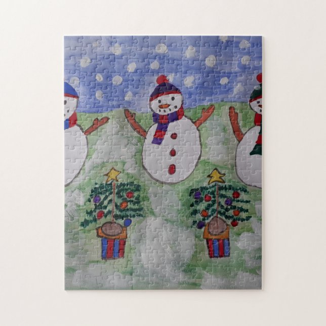 Three Christmas Snowmen Jigsaw Puzzle (Vertical)