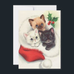 Three Christmas Vintage Kittens In Stocking Holiday Card<br><div class="desc">Three Christmas Vintage Kittens In Stocking Holiday Card</div>
