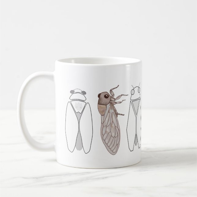 Three cicadas from Provence line drawing. Coffee Mug (Left)