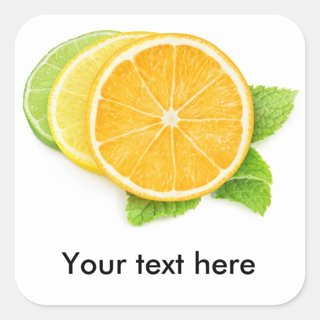 Three citrus slices square sticker (Front)