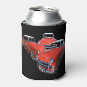 Three Classy Red And White Vintage Cars,  Can Cooler