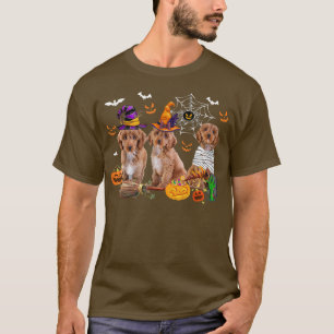 Three Cockapoo Dogs Witch Halloween Mummy Scary Pu T-Shirt