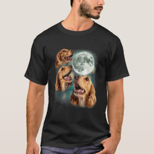 Three Cocker Spaniel Moon 3 Canines Howling Cute D T-Shirt