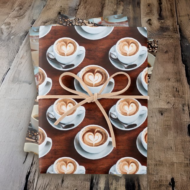 Three Coffee Themed Prints Wrapping Paper Sheet (Creator Uploaded)
