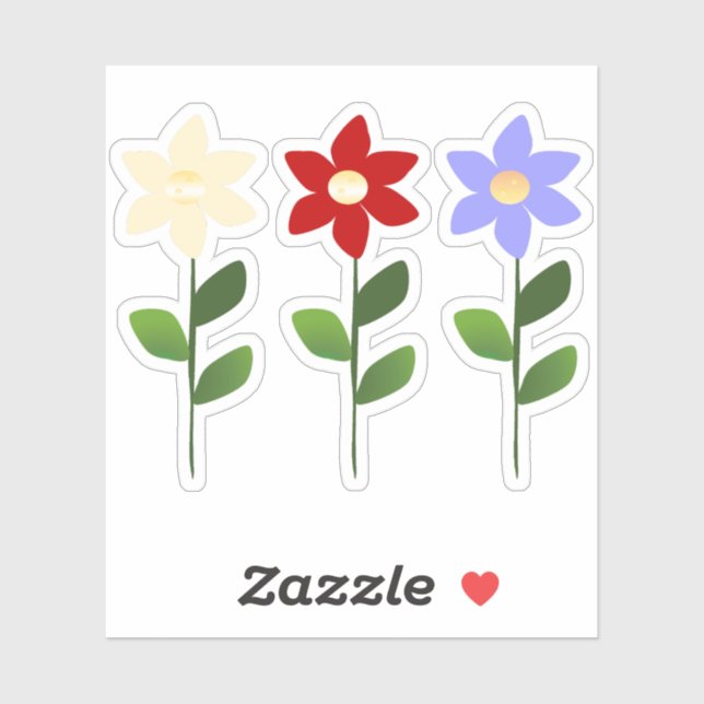 Three Color Flowers Sticker (Sheet)