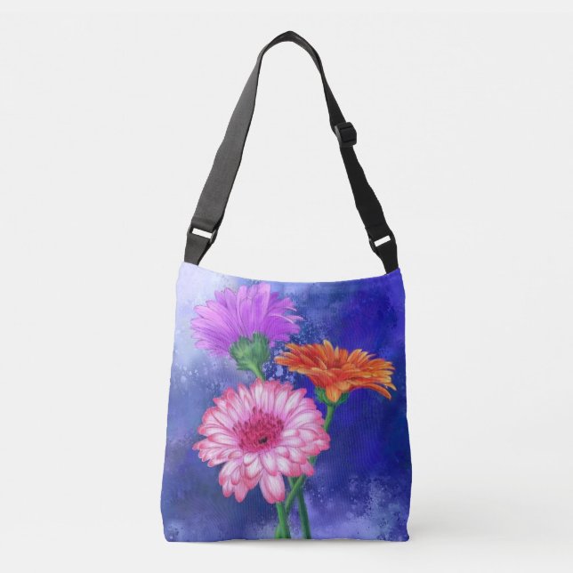 Three Color Gerberas Crossbody Bag (Front)