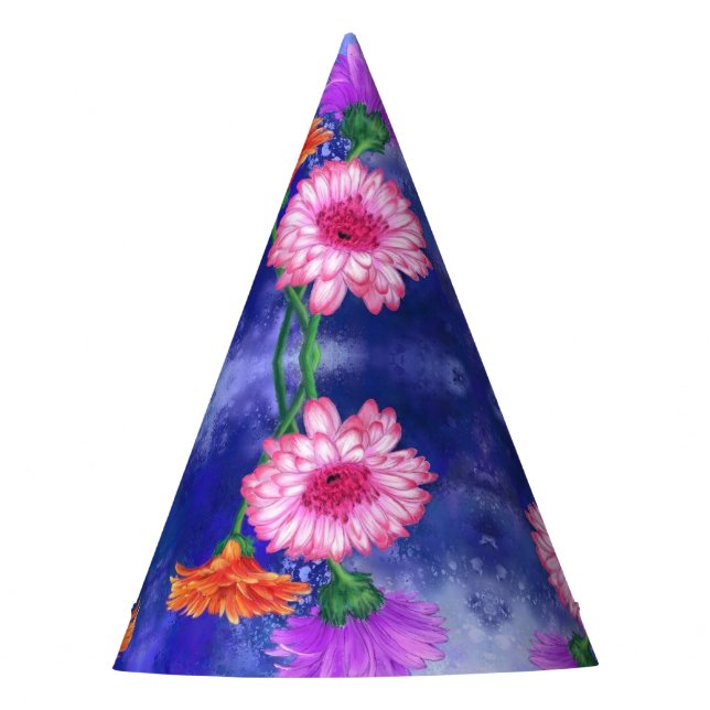 Three Color Gerberas Party Hat (Front)