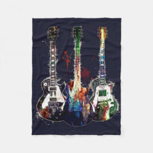 Three colored guitars fleece blanket