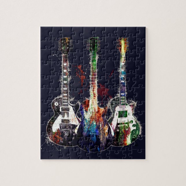 Three colored guitars jigsaw puzzle (Vertical)