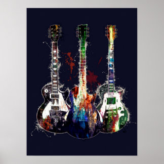Three colored guitars poster