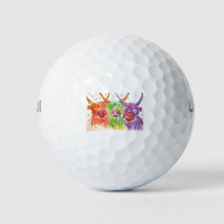 Three Colorful Cows Golf Balls