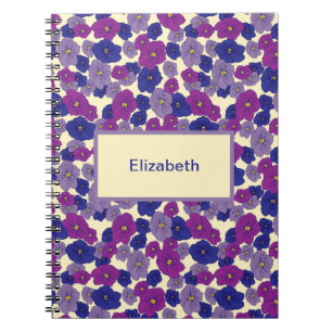 Three colors of violet flowers surface pattern notebook